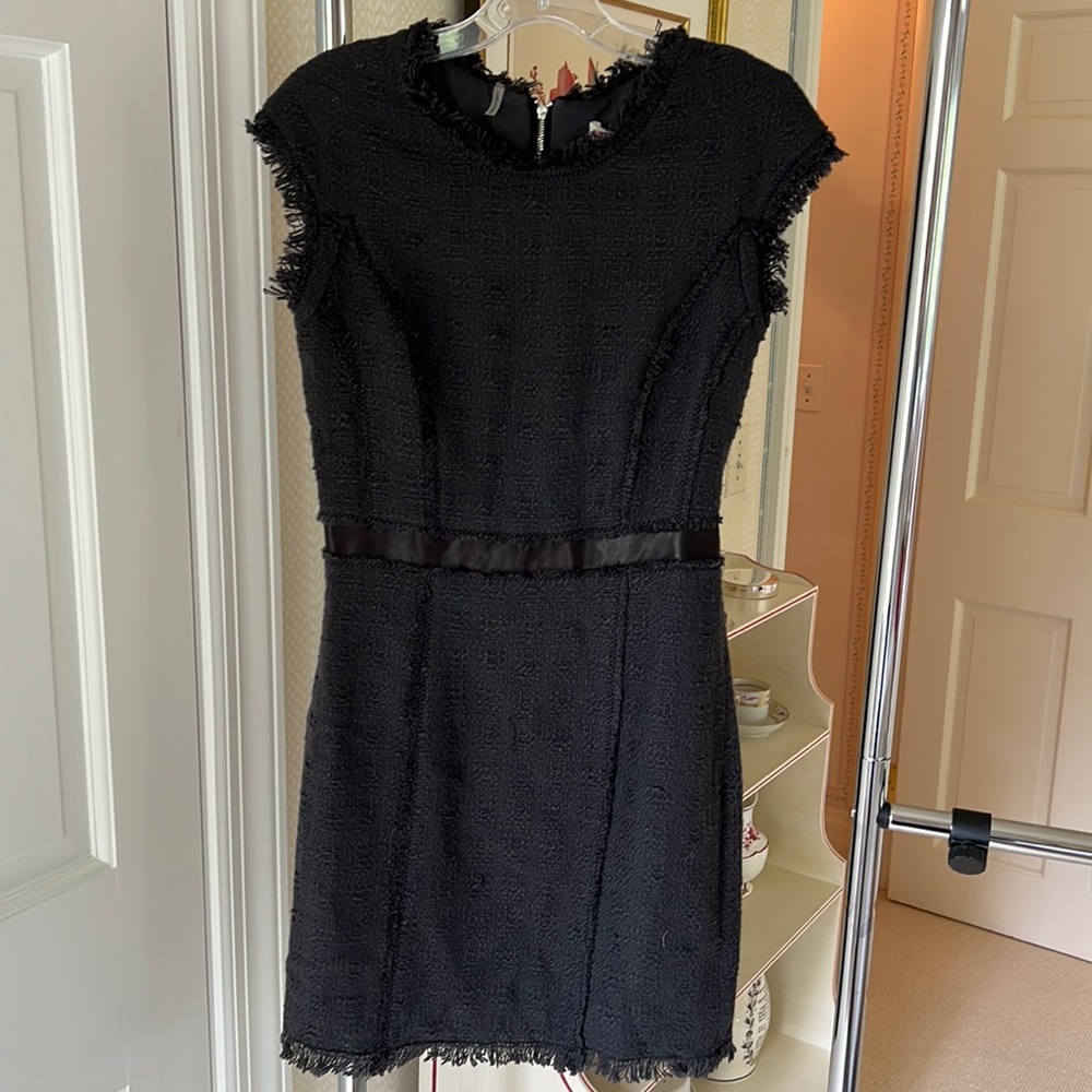 Brand new Rebecca Taylor charcoal cotton tweed dress in navy/charcoal